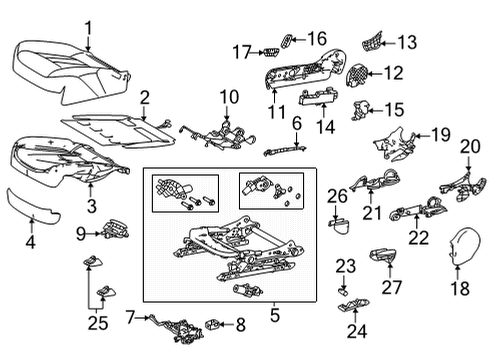 2022 Toyota Mirai Passenger Seat Components Shield, Front Seat Cushion Diagram for 7187347090