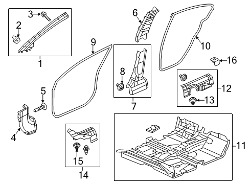 2012 Honda Civic Interior Trim - Pillars, Rocker & Floor Garnish Assy., L. Center Pillar (Upper) *NH220L* (CLEAR GRAY) Diagram for 84161TR0003ZA