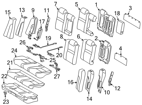 2013 Toyota Camry Rear Seat Components Seat Back Panel Diagram for 7188506080C0