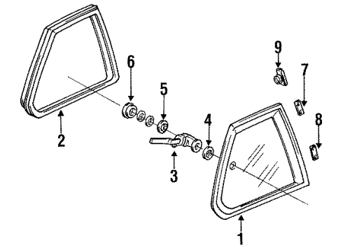 1991 Honda Accord Quarter Panel - Glass & Hardware Fastener C, RR. Diagram for 91525SM5A00