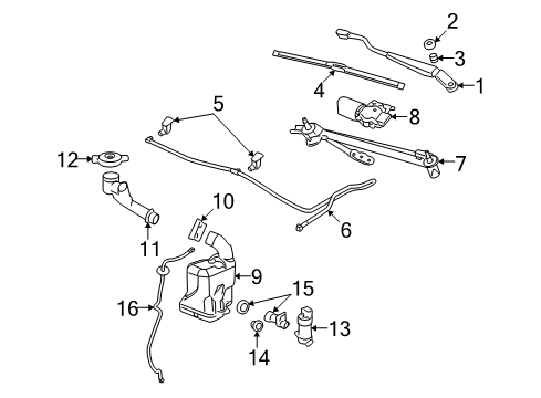 2010 Chevrolet Malibu Wiper & Washer Components Washer Hose Diagram for 25930184