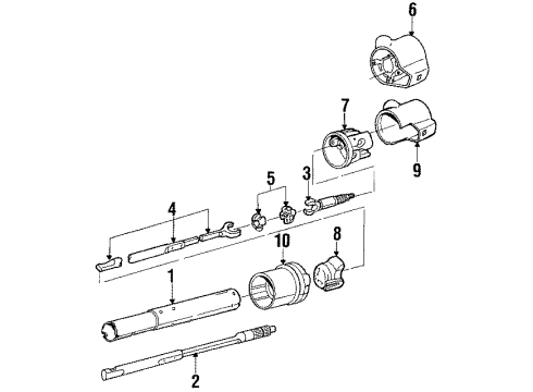 1988 Chevrolet Corvette Steering Column & Wheel Support, Steering Column Housing Diagram for 7836541
