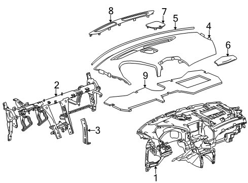 2014 Cadillac SRX Cluster & Switches, Instrument Panel Defroster Panel Diagram for 22761646