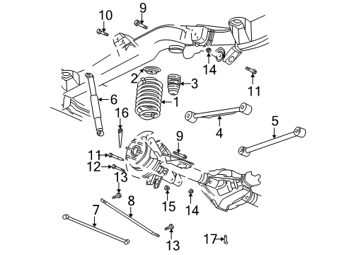 2004 Buick Rainier Rear Suspension Components, Lower Control Arm, Upper Control Arm, Ride Control, Stabilizer Bar Mount Bolt Diagram for 11516873