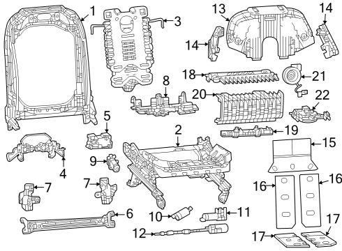2022 Jeep Wagoneer Power Seats Frame-Front Seat Back Diagram for 68376555AA