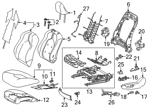 2019 Toyota Camry Power Seats Headrest Diagram for 7191006C01B4