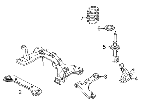 2007 Mercury Mariner Front Suspension Components, Lower Control Arm, Stabilizer Bar Strut Diagram for 6M6Z18124AB