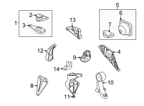 2001 Saturn LW300 Engine & Trans Mounting Bracket, Engine Front Mount Diagram for 90576087