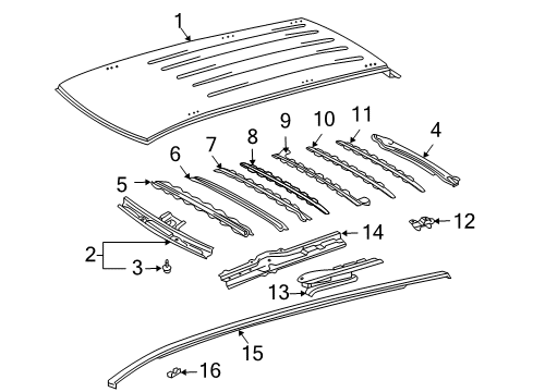 2004 Toyota Sienna Roof & Components, Exterior Trim Windshield Header Diagram for 63102AE010