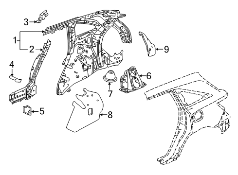 2015 Acura MDX Quarter Panel - Inner Structure Extension, Right Rear Diagram for 64320TZ5305ZZ
