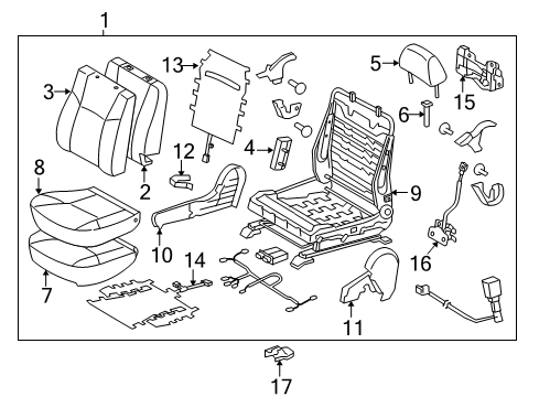 2012 Toyota Tacoma Front Seat Components Recliner Handle Diagram for 72525AD010B0