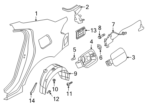 2021 Genesis G70 Quarter Panel, Exterior Trim Grille Assembly-Air Extractor Diagram for 97535J5000