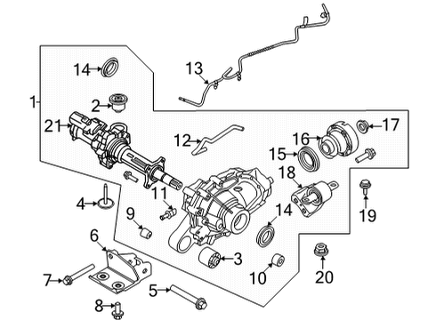 2021 Ford Bronco Carrier & Components - Front CARRIER - DIFFERENTIAL Diagram for MB3Z4141F
