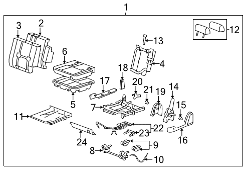 2013 Chevrolet Tahoe Rear Seat Components Seat Cover Diagram for 20904825