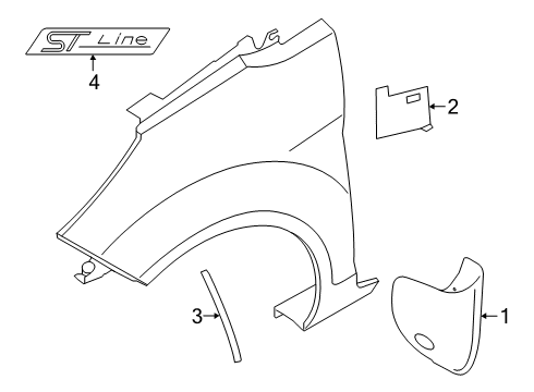 2017 Ford Fiesta Exterior Trim - Fender Molding Extension Diagram for C1BZ9910176A