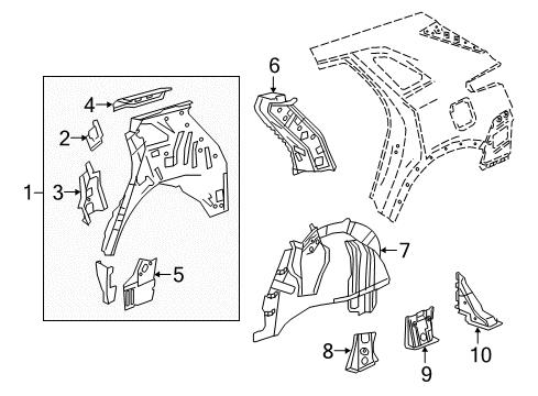 2019 Cadillac XT5 Inner Structure - Quarter Panel Lower Extension Diagram for 23360900