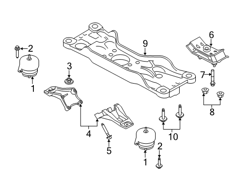 2014 Ford Mustang Engine & Trans Mounting Transmission Support Diagram for 8R3Z6A023B