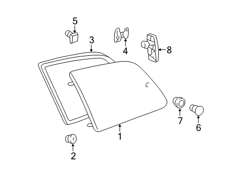 2002 Toyota Sienna Quarter Window Glass Diagram for 6273008010