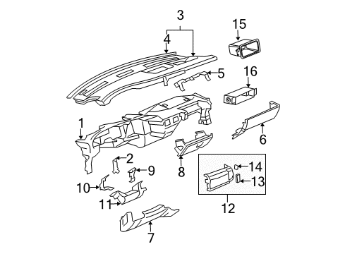 2014 GMC Savana 3500 Instrument Panel PANEL ASM-I/P UPR TR *NEUTRAL Diagram for 23413039