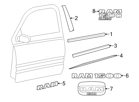 2015 Ram 1500 Exterior Trim - Front Door WEATHERSTRIP-Front Door Belt Outer Diagram for 55369293AF