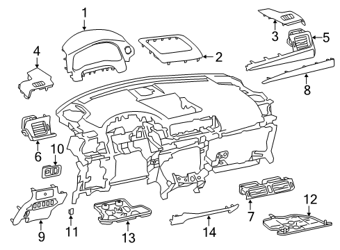 2016 Lexus CT200h Cluster & Switches, Instrument Panel Panel Sub-Assy, Instrument Diagram for 5504576011C0