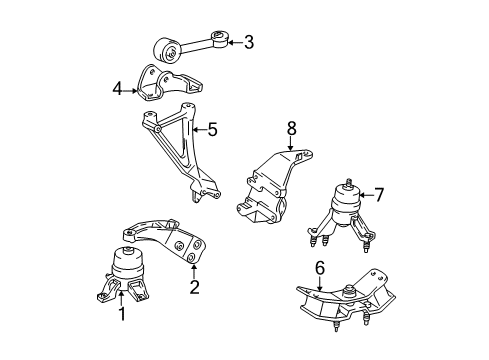 1999 Toyota Solara Engine & Trans Mounting Rear Mount Bracket Diagram for 1232174380