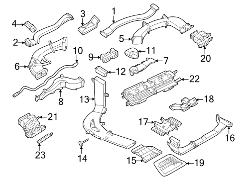 Ducts Adapter, Air Duct, Rear Cabin, Left Diagram for 64116825813