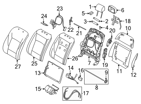 2012 BMW 550i Power Seats Backrest Frame, Basic, Electric Diagram for 52109160685