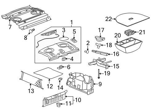 2009 Saturn Aura Interior Trim - Rear Body Cargo Net Diagram for 15899374