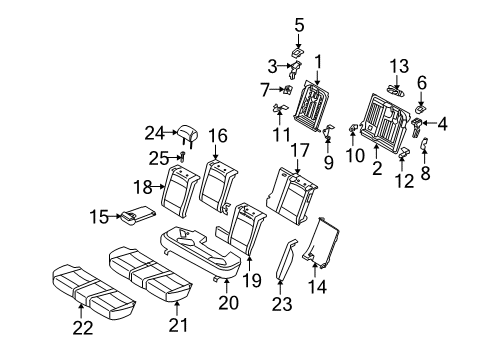 2007 BMW X5 Second Row Seats Trim, Lock, Left Diagram for 52207118905
