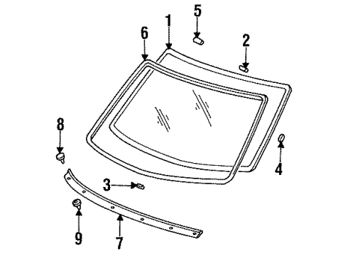 1997 Honda Accord Back Glass, Reveal Moldings Grommet, RR. Windshield Molding Diagram for 90675SR4003