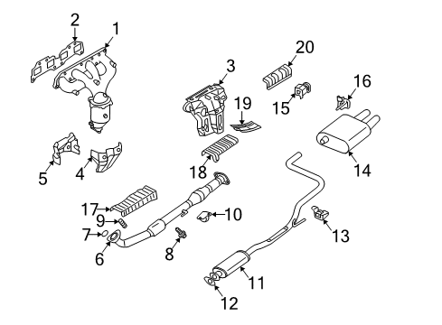 2005 Nissan Altima Exhaust Components, Exhaust Manifold Cover-Exhaust Manifold Diagram for 165909J301