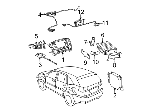 2005 Lexus RX330 Navigation System Bracket, Disc Player Diagram for 8627448090
