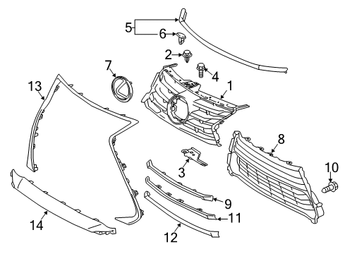 2017 Lexus IS200t Grille & Components Bracket, Radiator Grille Diagram for 5311553020