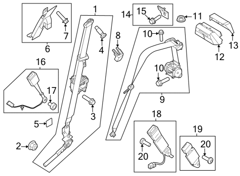Front Seat Belts Height Adjuster Bolt Diagram for W505276S451