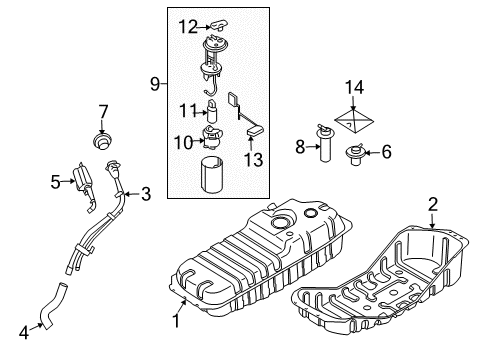 2007 Kia Sorento Fuel Supply Fuel Pump Sender Assembly Diagram for 944603E500