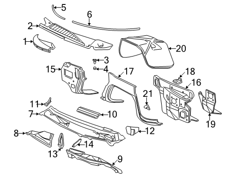 1999 Chevrolet Express 2500 Cowl Baffle Diagram for 15960046