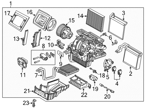 2016 Ford Focus HVAC Case Case Assembly Diagram for F1FZ19B555D