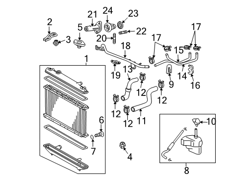 2002 Toyota Highlander Radiator & Components Radiator Assembly Diagram for 1640028260
