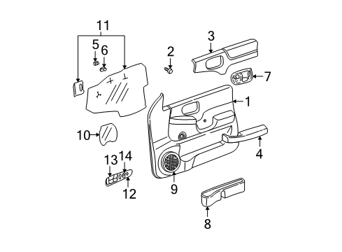 2001 Chevrolet S10 Interior Trim - Front Door Armrest-Front Side Door *Medium Beige Diagram for 15726049