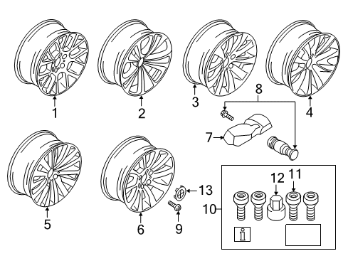 2013 BMW 535i GT xDrive Wheels Disc Wheel, Light Alloy, Bright-Turned Diagram for 36116851075