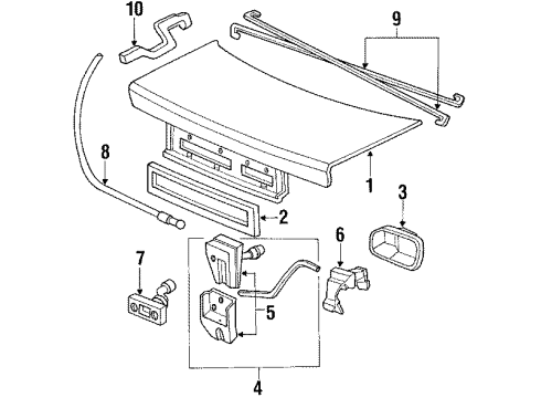 1988 Honda Civic Trunk Lid Hinge, L. Trunk Diagram for 68660SH4000ZZ
