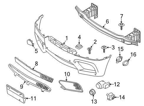 2010 BMW X6 Parking Aid Panel, Bumper, Primed, Front Diagram for 51117205908