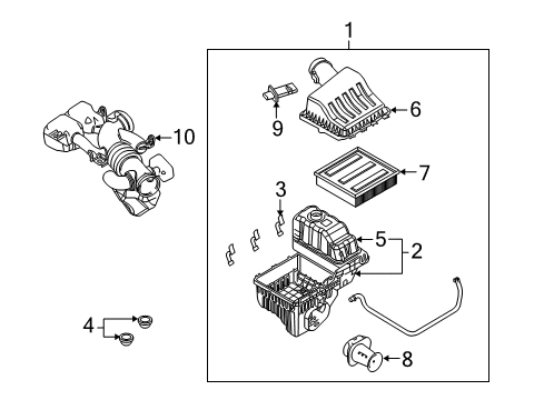 2008 Lincoln Navigator Air Intake Air Cleaner Assembly Diagram for 7L1Z9600A