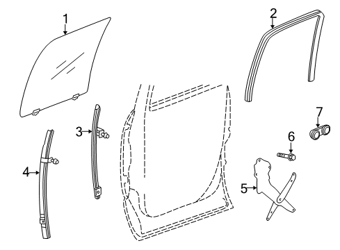 2002 Dodge Ram 1500 Rear Door Channel-Rear Door Glass Diagram for 55276114AE