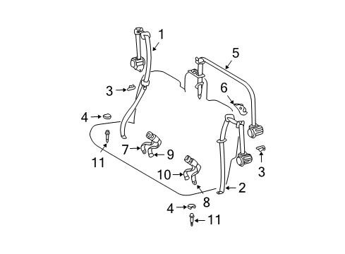 2007 Lexus GX470 Seat Belt Hanger Rear Seat Shoulder Belt Diagram for 733710E010A0