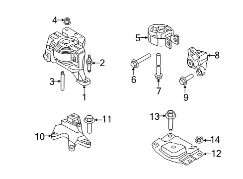 2018 Lincoln MKC Engine & Trans Mounting Upper Mount Diagram for EJ7Z6068B