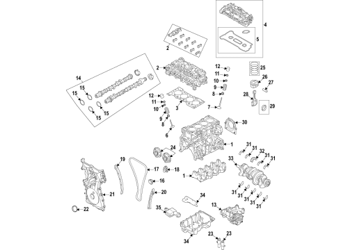 2021 Ford Ranger Engine Parts, Mounts, Cylinder Head & Valves, Camshaft & Timing, Variable Valve Timing, Oil Cooler, Oil Pan, Oil Pump, Balance Shafts, Crankshaft & Bearings, Pistons, Rings & Bearings Valve Cover Diagram for KB3Z6582B