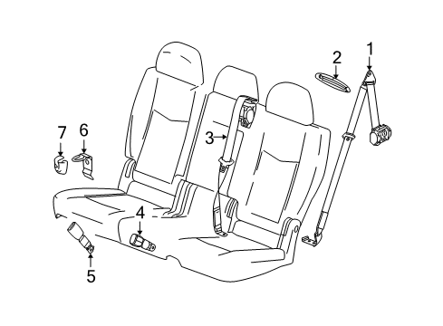 2006 Cadillac SRX Seat Belt Outer Buckle Diagram for 88957462