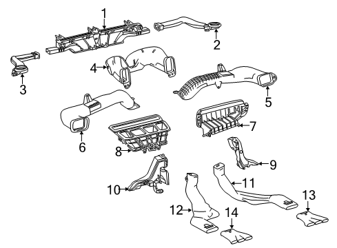 2018 Toyota Highlander Ducts Defroster Duct Diagram for 559710E050
